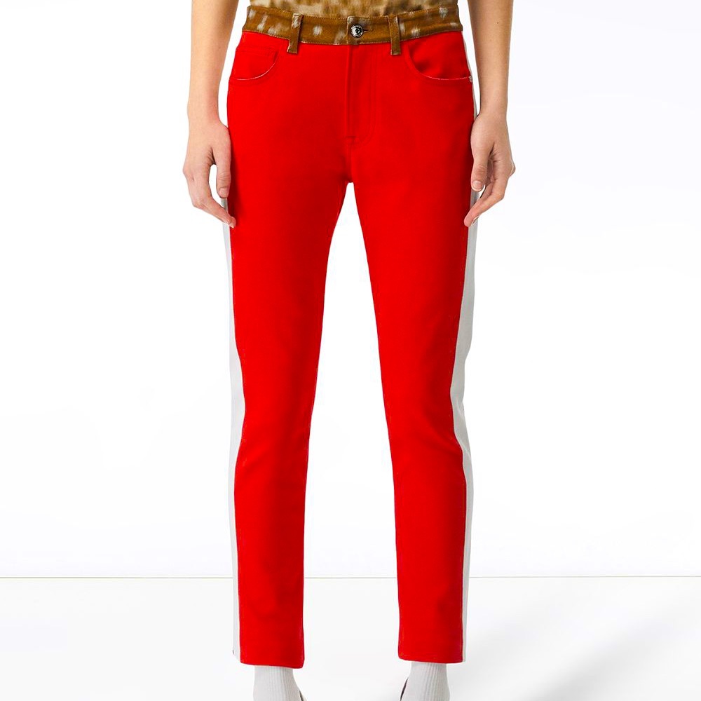 Burberry Straight Fit Deer Print Trim Jeans